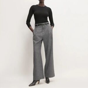 Everlane Rewool Way High Drape Pant Herringbone Trousers Size 12